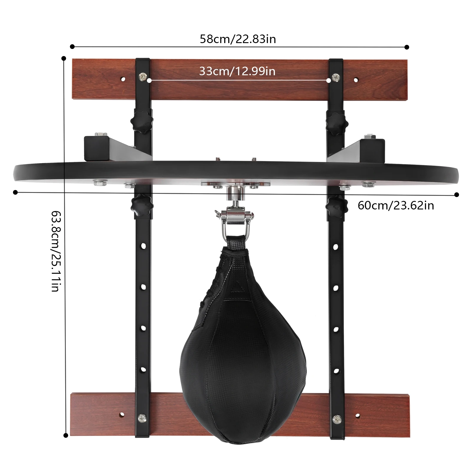 Wall-mounted Boxing Speed Bag Platform Kit, 360° Rotation 5-Speed Height Adjust, 220.46lbs Load for Boxing Reflex Training