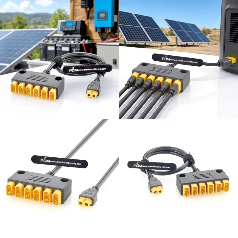 6-port solar charging connector cable XT60 interface 1 female to 6 male connector, used for parallel solar panel connection