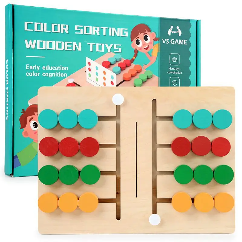 Jouets Montessori pour enfants, 4 couleurs, jeu de marche, échecs, logique, entraînement de la pensée, reconnaissance des couleurs, Puzzle, jeu de société, cerveau