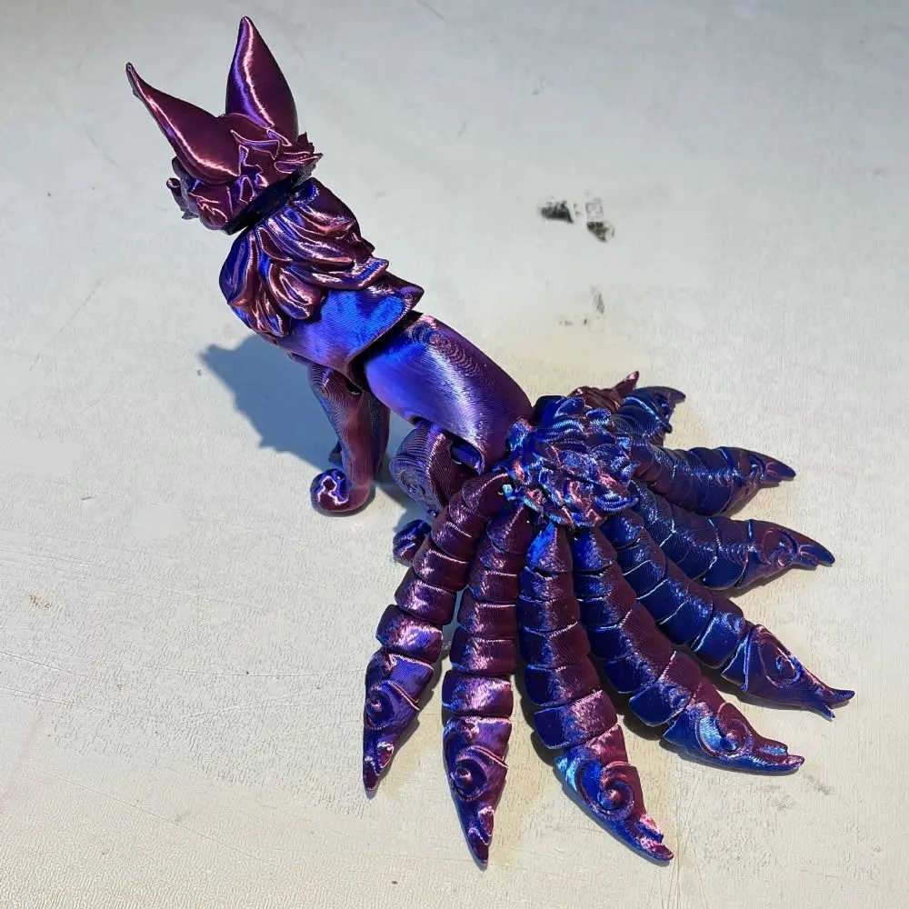 Modelo impreso en 3D de nueve colas, figura de Animal de simulación multiarticulada, juguete móvil con estampado articulado, juguete para el hogar y la Oficina
