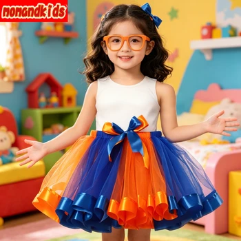 Kids Flowy Mesh Tutu Half Skirt Inspired By Popular Learning Show Lightweight Cosplay Bottom for School Party Festival Dress