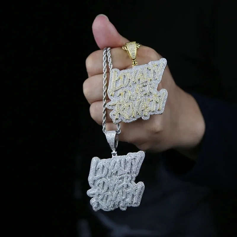 Hip Hop Sparkling Cube Zirconia Men's Party Jewelry New Fashion Royal Letter Pendant Necklace