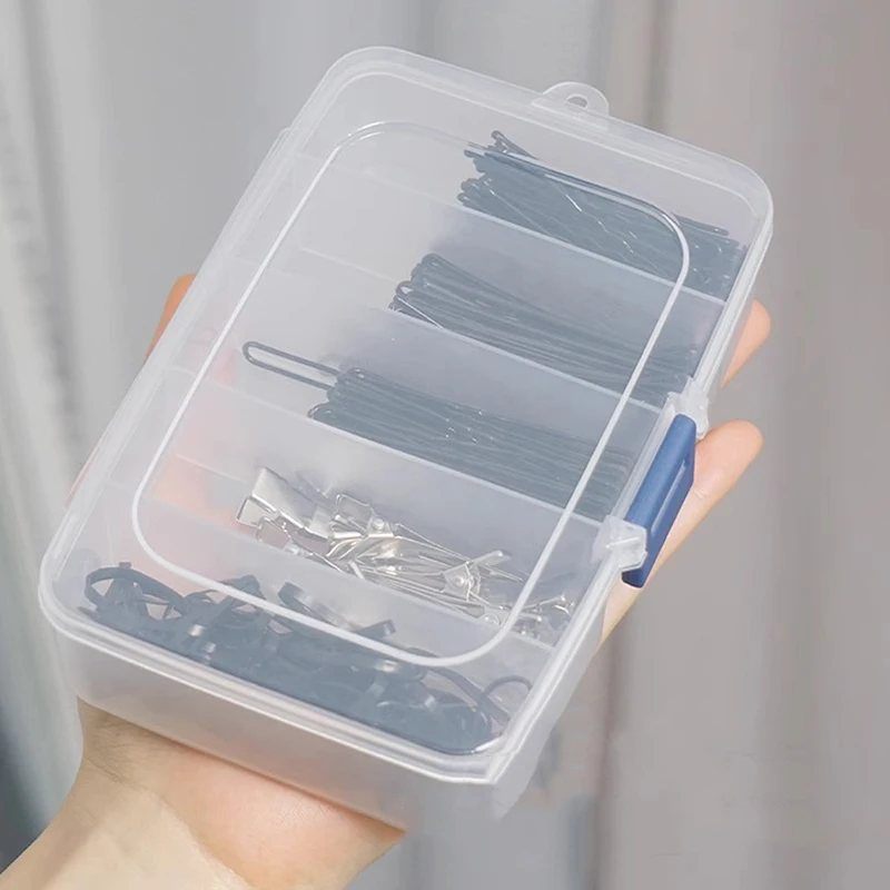 つけまつげエクステ収納ボックスカバー付き、透明、長方形、垂直、5、6グリッド、接着剤ピンセットホルダー、メイクアップオーガナイザー