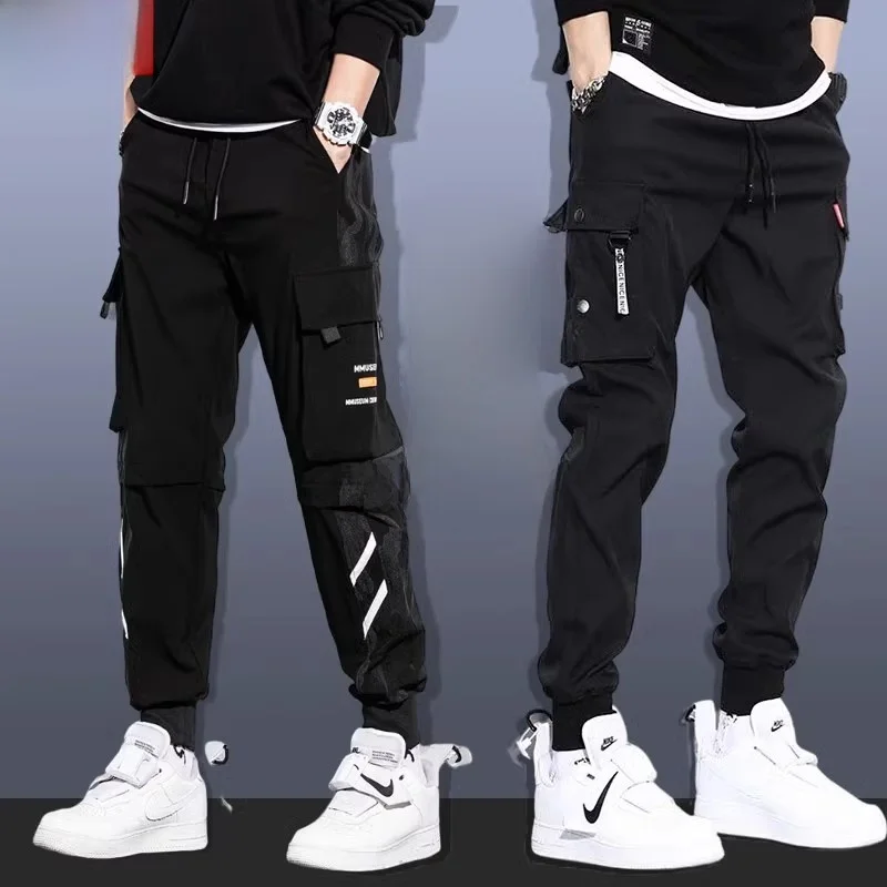 

Мужские осенне-зимние повседневные брюки с манжетами Thiened Fce на подкладке, рабочая одежда, модные корейские спортивные штаны с несколькими кетами