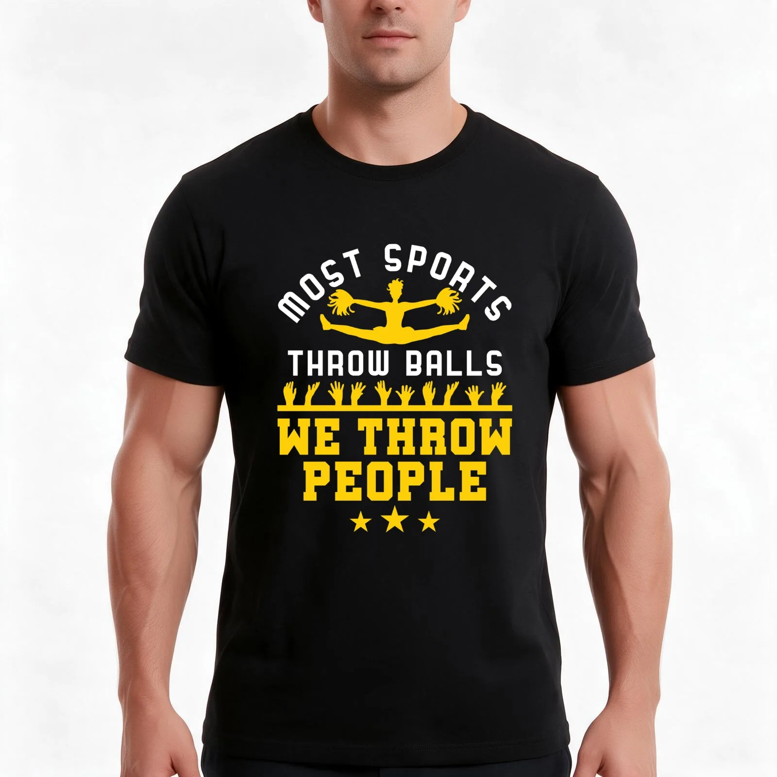 Cheerleading Some Sports Throw Balls We Throw People T-Shirt, Summer Casual Cotton Tee, Oversized Streetwear Tops, 100% Cotton