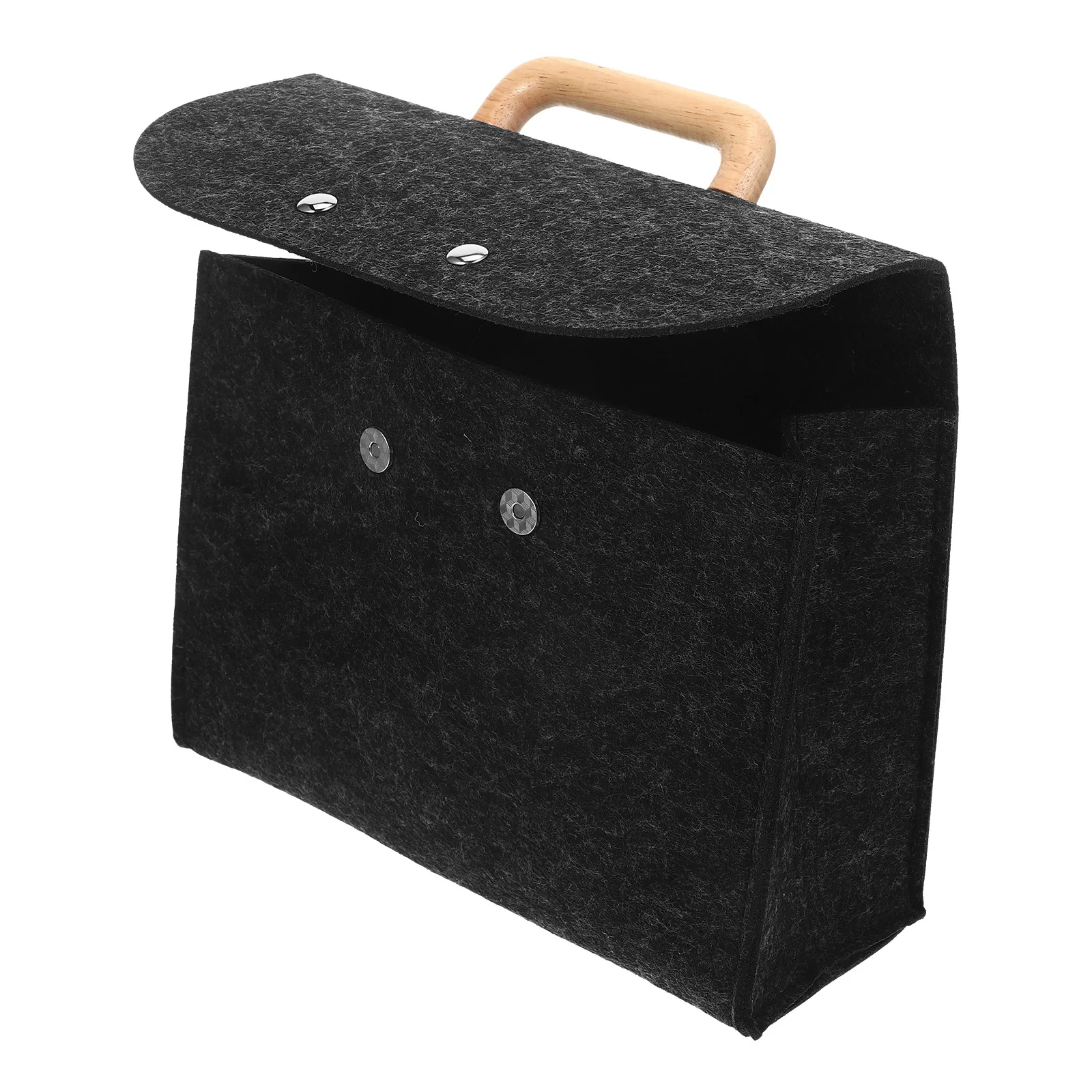 

Elegant Felt Tote Bag with Wooden Handle Professional Business Use Soft Comfortable Material Timeless Design Portable File