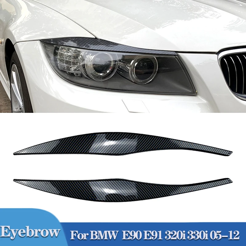 

Carbon Fiber Car Headlight Eyebrow Eyelid Trim Eyebrows Eyelids Lids For BMW 3 Series E90 E91 320i 330i Sedan Touring 2005-2012