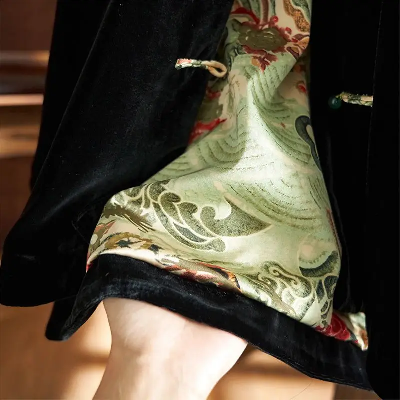 Casual Elegant All-match Panelled Coat Feminine New Chinese Style Velvet Slim Trendy Hot Sell Fashion Veste Femme