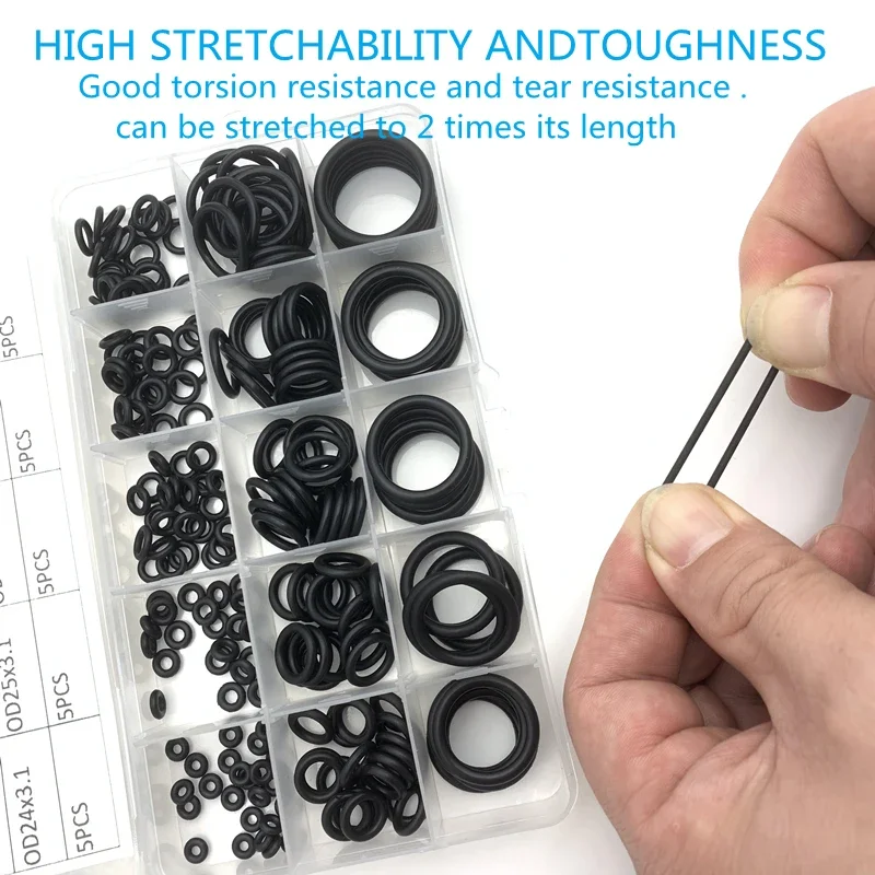 200 pcs NBR O Ring Kit Oilproof abrasion resistance For Lawn Mower Agricultural Machinery Fuel Pipe And Valve Gasket Replacement