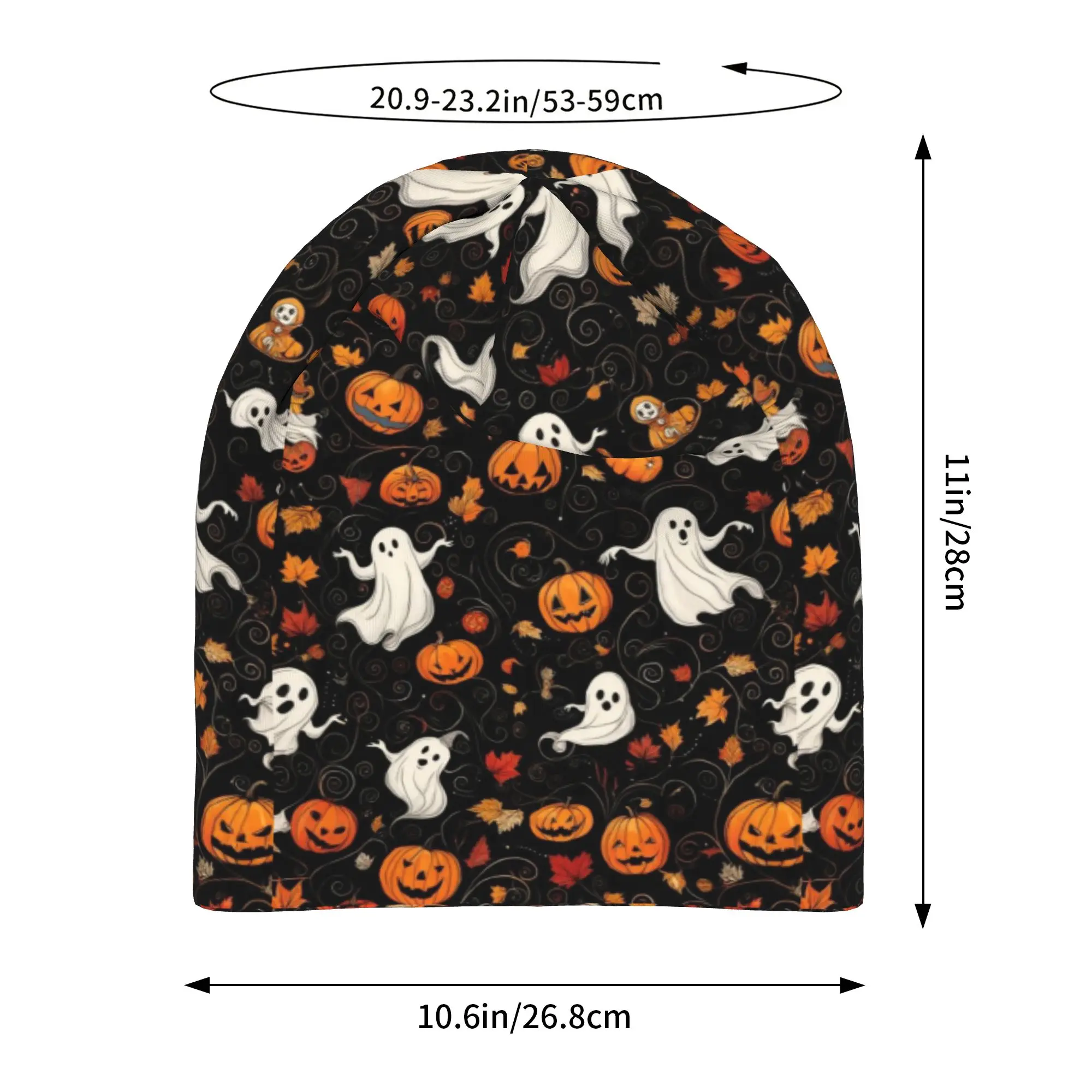 Halloween Ghost Pumpkin Spooky Trick Or Treat Witch Beanie Cap for Men Women Streetwear  Cooling Skull Cap Sweat