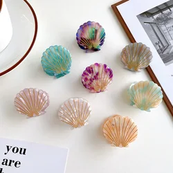 Korean New Fashion Acetic Acid Hair Accessories Retro 5.1cm Forest Color Small Square Hollow Shark Clip For Temperamental Girls