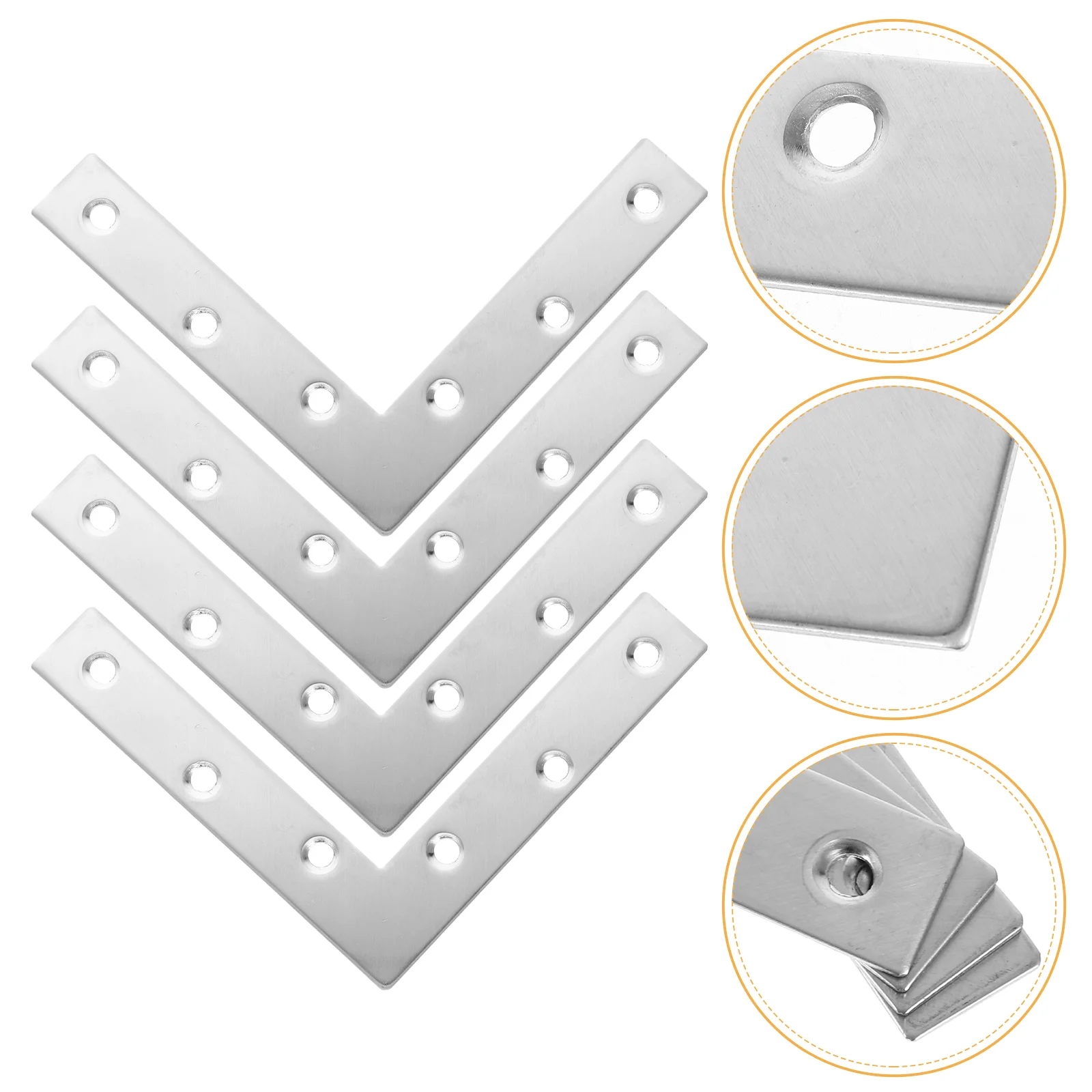 

4pcs Flat Corner Brace Stainless Steel Joining Bracket Flat Shape Repair Mending Plate mending plates for wood