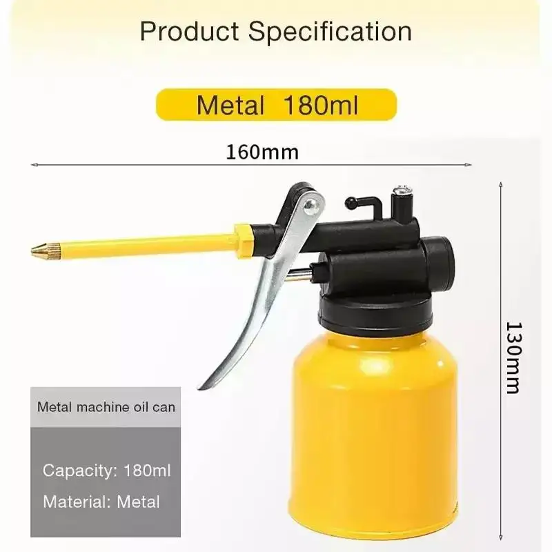 SEAMETAL Oil Can Lubrication Metal/Plastic High Pressure Pump Grease Guns Car Oil Pot Bottle Car Repair Tool 180ml 250ml