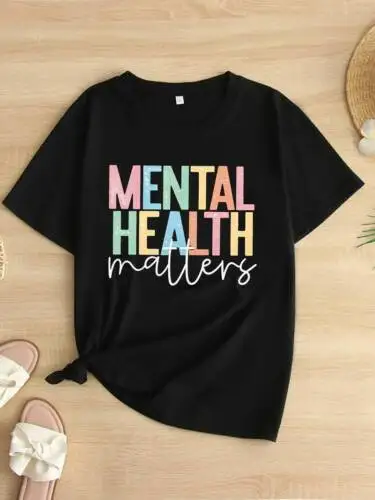 Mental Health Awareness Womens T-shirt Ladies Short Sleeve Casual Jersey Tops Te