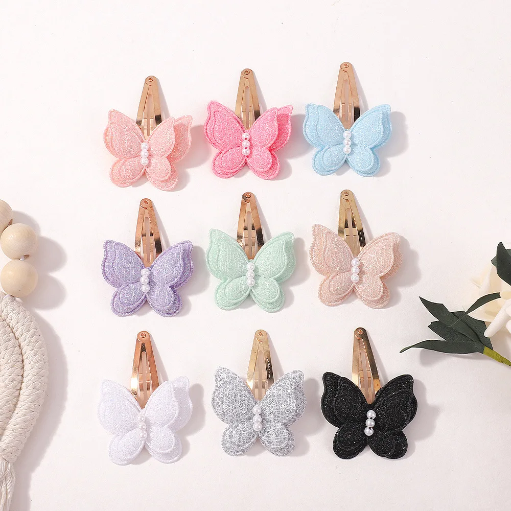 90 PCS/Lot, Girls Cute Double Butterfly Hair Clip Lace Glitter Bow Hairpins DIY Headwear Hair Accessories