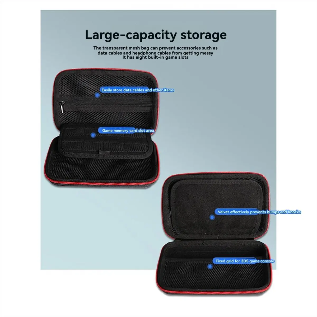 ♬◤Popular Style  ◥Game Console Hard Shell Carrying Case for XL Game Card Accessories Protective Storage Bag Orange & Black