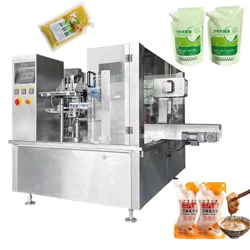 Automatic Rotary Premade Stand Up Pouch Packing Machine Sauce Paste Liquid Spout Pouch Filling Sealing Machine Customized