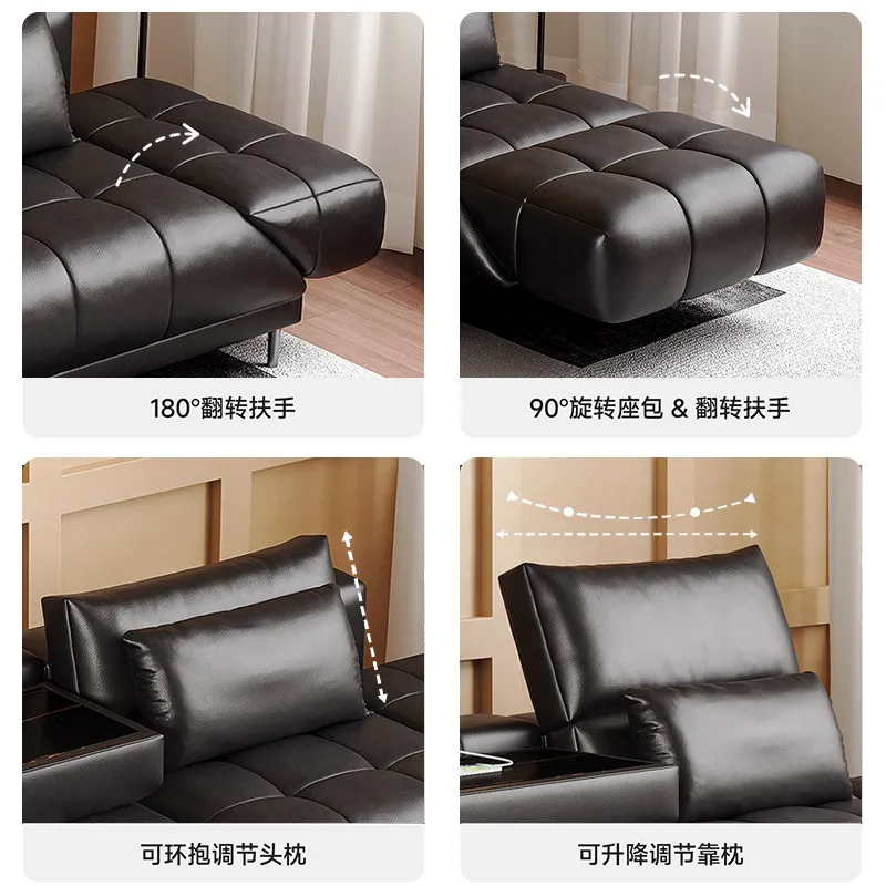 Factory Direct 2026 Multifunctional leather sofa living room swivel adjustable sofa