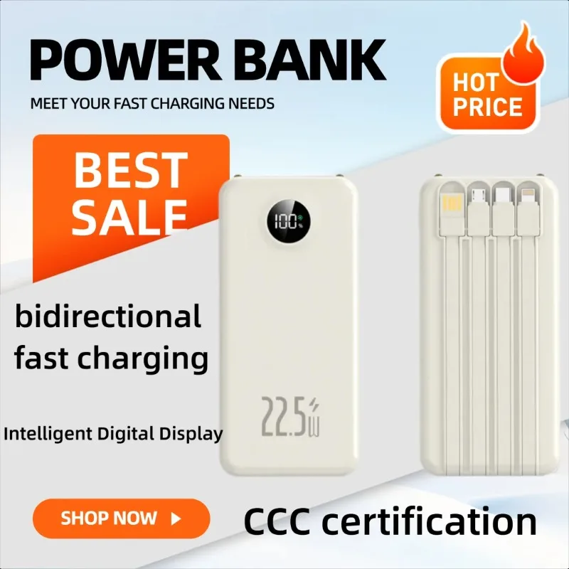 

10000/20000mAh Large Capacity Fast - Charging with Built - in Cable Lightweight and Portable Mobile Power Bank