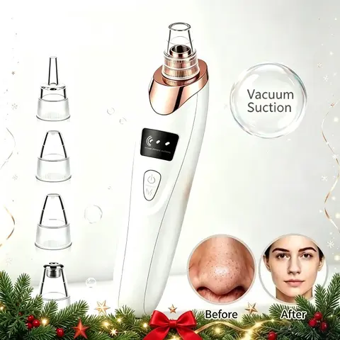 Electric Vacuum Blackhead Remover Facial Pore and Acne Remover Portable with Three Levels of Adjustment and Five Types of Suction Head Beauty Care Tools
