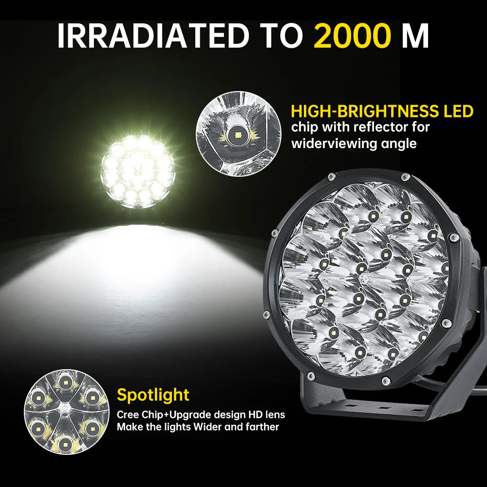 JY 7Inch 150W LED Work Light Headlight High beam Searchlight spot for ATV SUV Truck 4X4 Offroad bar Tractor Trailer boat 12V 24V