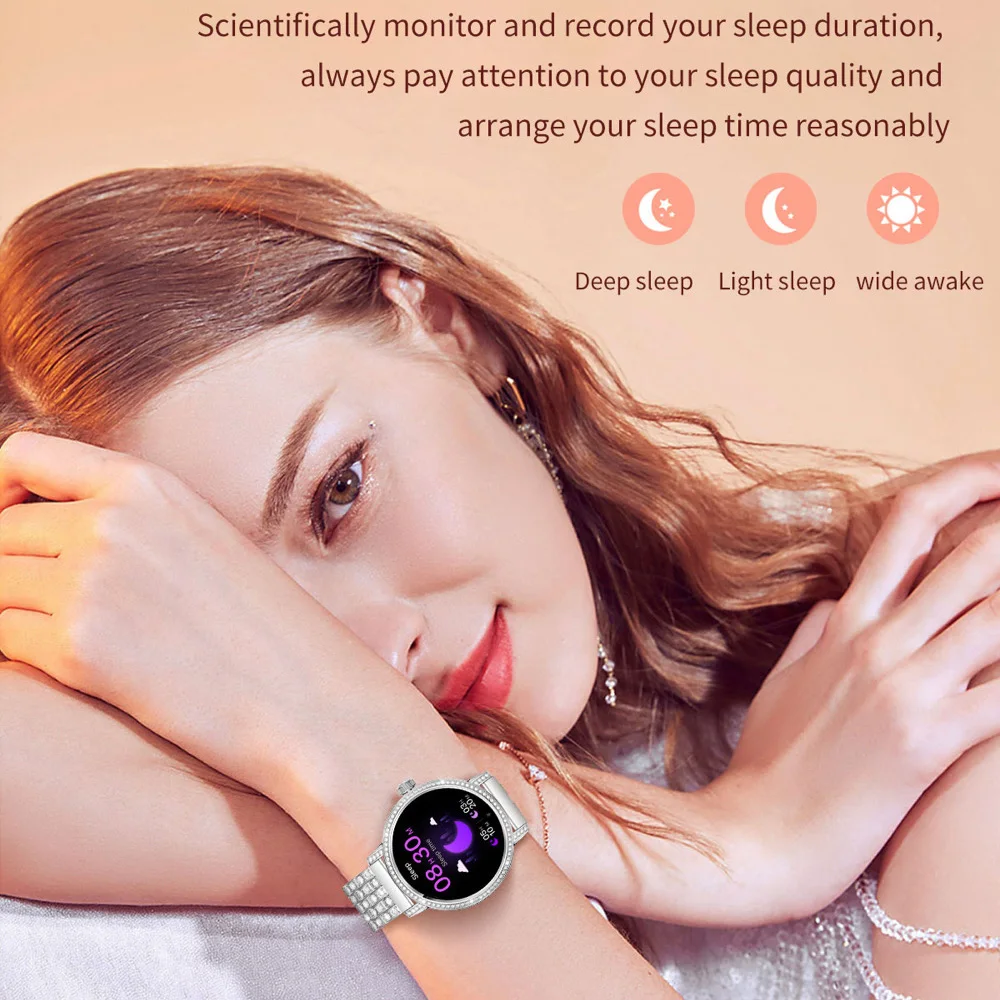 

Women Blue Tooth Call Lady Smartwatch Sports Fitness Information Reminder Smart Watch Health Waterproof Alarm Clock Music Girl