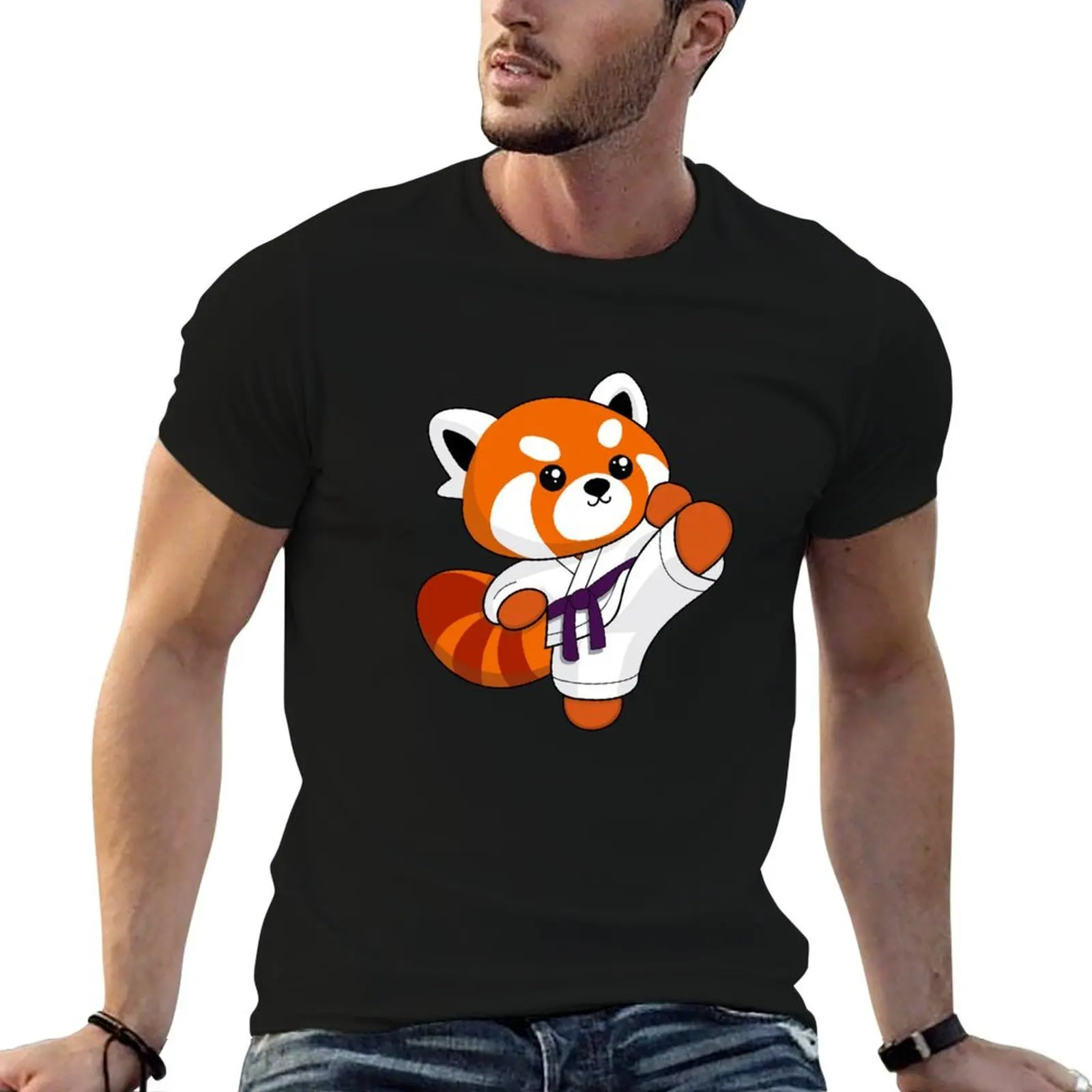 High Kick Red Panda T-Shirt custom shirt Short sleeve tee mens clothing