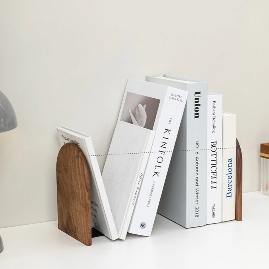 Nature Wooden Bookends Desktop Bookshelf Desk Organizer Office Home Book Accessories Storage Book Holder Wood Book Ends