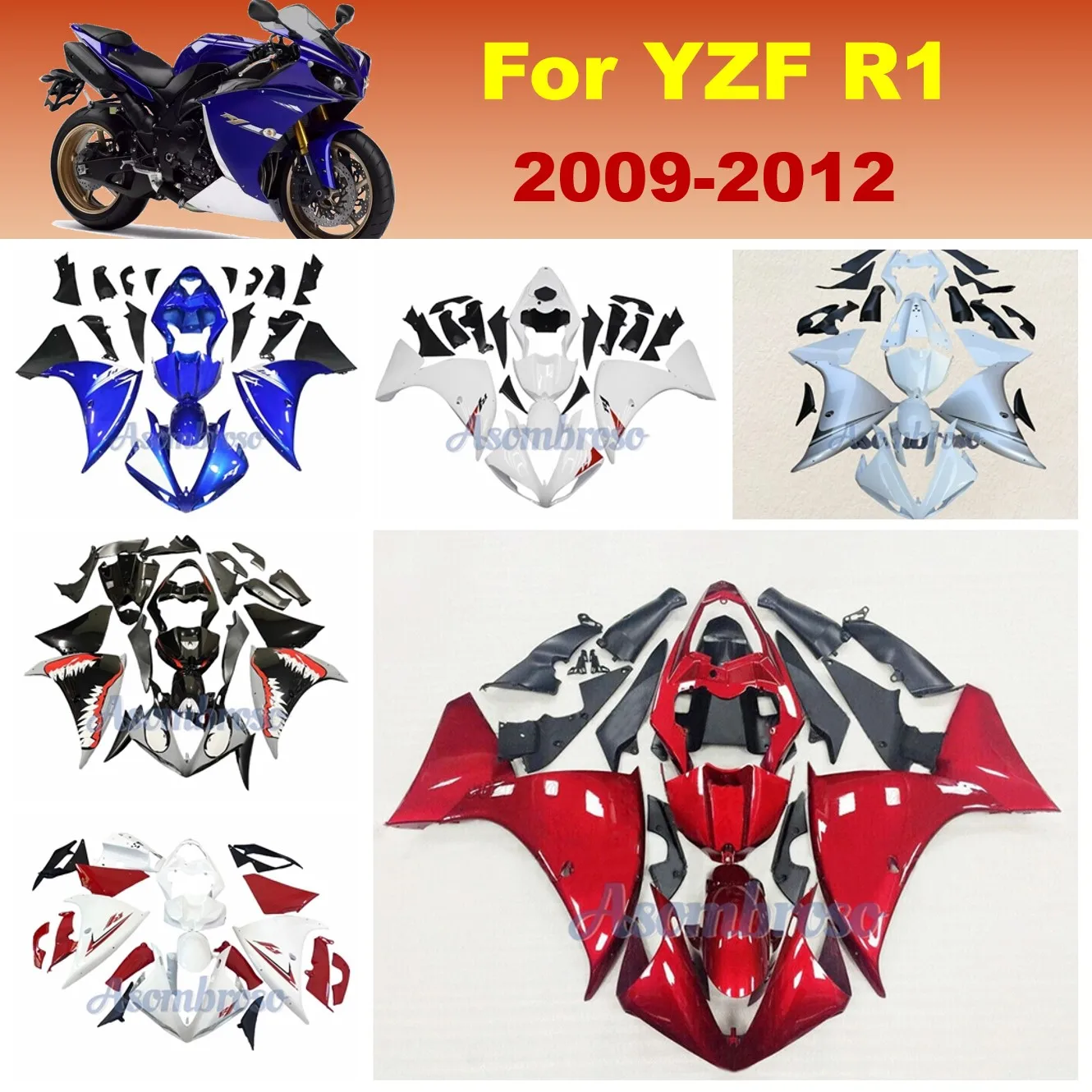 Moto bike Fairings kits For YZ F1 2009 2010 2011 2012 2013 2014 Dark Red bodywork fairing yzf r1 09 12 13 14