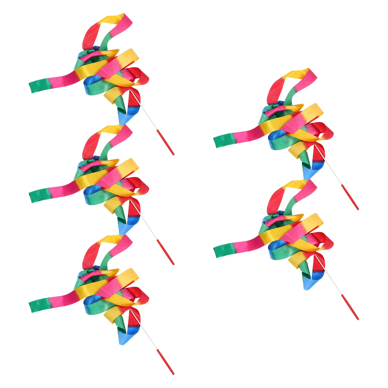 5 قطعة شريط الجمباز الفني اللافتات قوس قزح الرقص التدوير العصي لحفلة رقص الباليه الصولجانات الرقص الإيقاعي #3