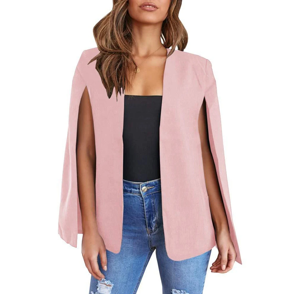 Shawl Kraag Gespleten Mouw Mantel Blazer Cape Nieuwe Lente Effen Kleur Olpak Jas Voor Dames