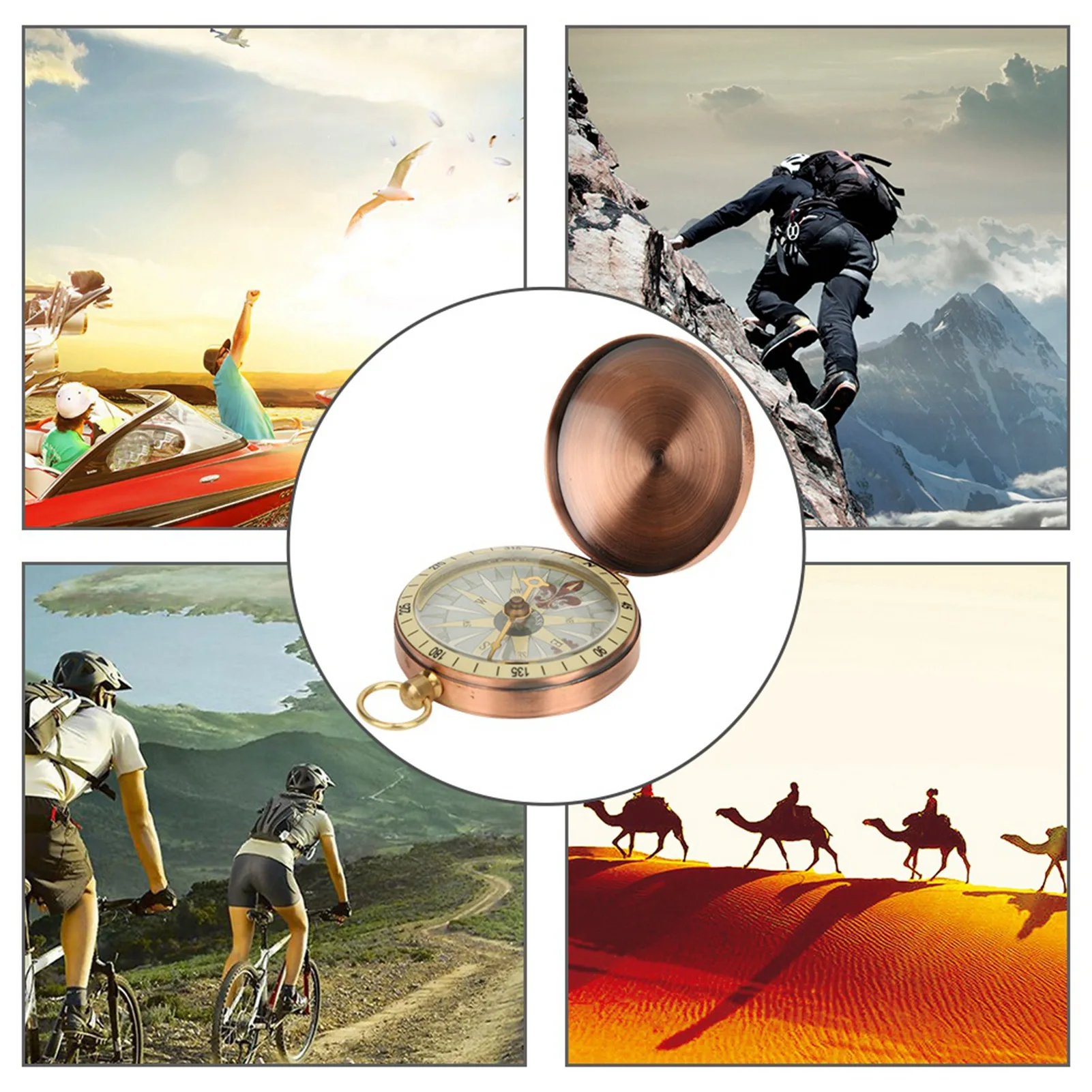 Portable Vintage Retro Metal Copper Cover Pocket Watch for Camping Hiking Boating Portable Vintage