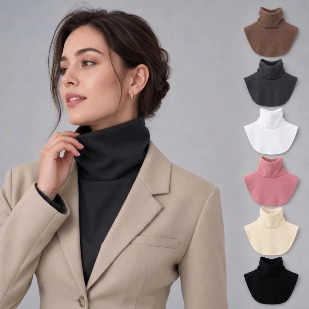 High Elastic Fake Collar Warmer Velvet Lining Solid Color Neck Warmer Scarf Warm Neck Protection Detachable