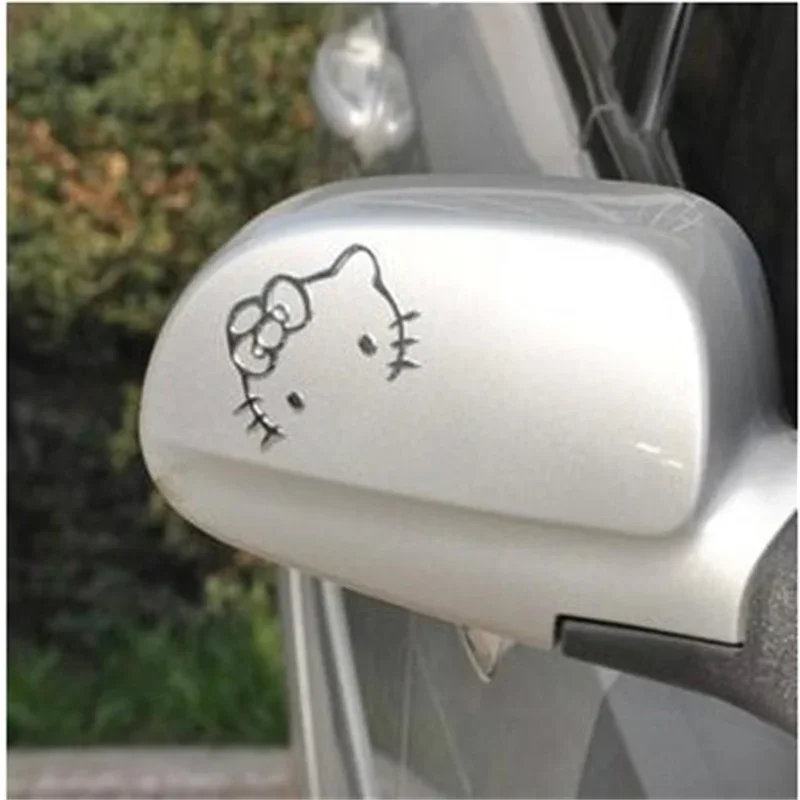 Kawaii Sanrio Car Stickers Pvc Soft Glue Cute HelloKitty Car Cartoon Rearview Mirror Reflective Car Decals Supplies Wholesale