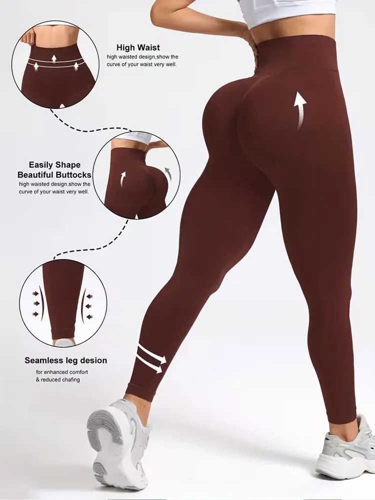 Spring And Autumn High Waist Yoga Pants For Women Brown Sexy Butt Lifting Tummy Tight Pants High Elastic Pilates Workout Pants