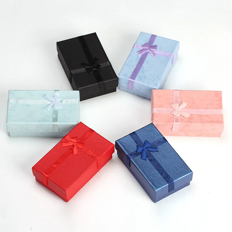 4 Pcs High Quality Paper Ring Necklace Set Jewelry Necklace Earrings Rectangular Display Package Gift Box Organizer 5*8*3cm