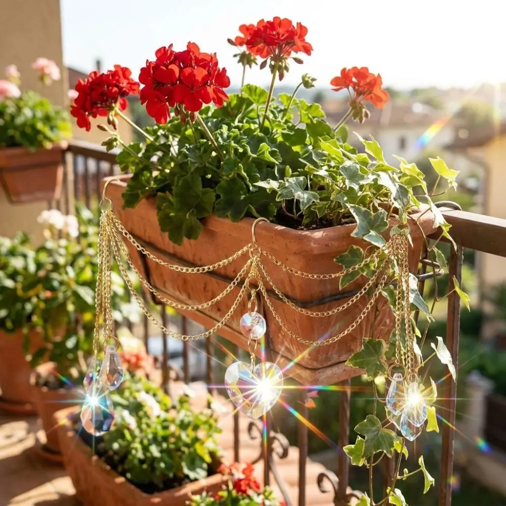 Heart-Shaped Beads Crystal Prisms Sun Catcher Reflective Handmade Craft Sunlight Catcher Exquisite Colorful Hanging Wind Chime