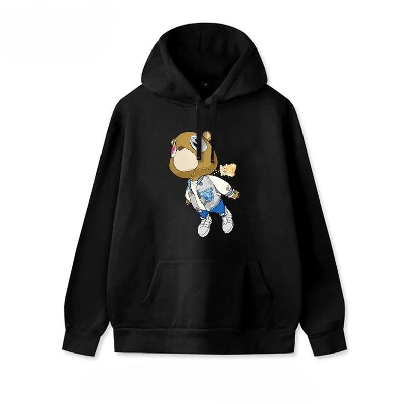 

Осень-зима 2025: толстовка с капюшоном и принтом медведя в стиле хип-хоп, рэп, высококачественный роскошный топ для мужчин и женщин Y2k