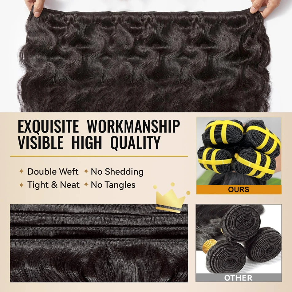 

15A Human Hair Bundles 22 24 26 Inch Body Wave 100% Unprocessed Virgin Hair 1 3 4 Bundles Extensions Quick Weave