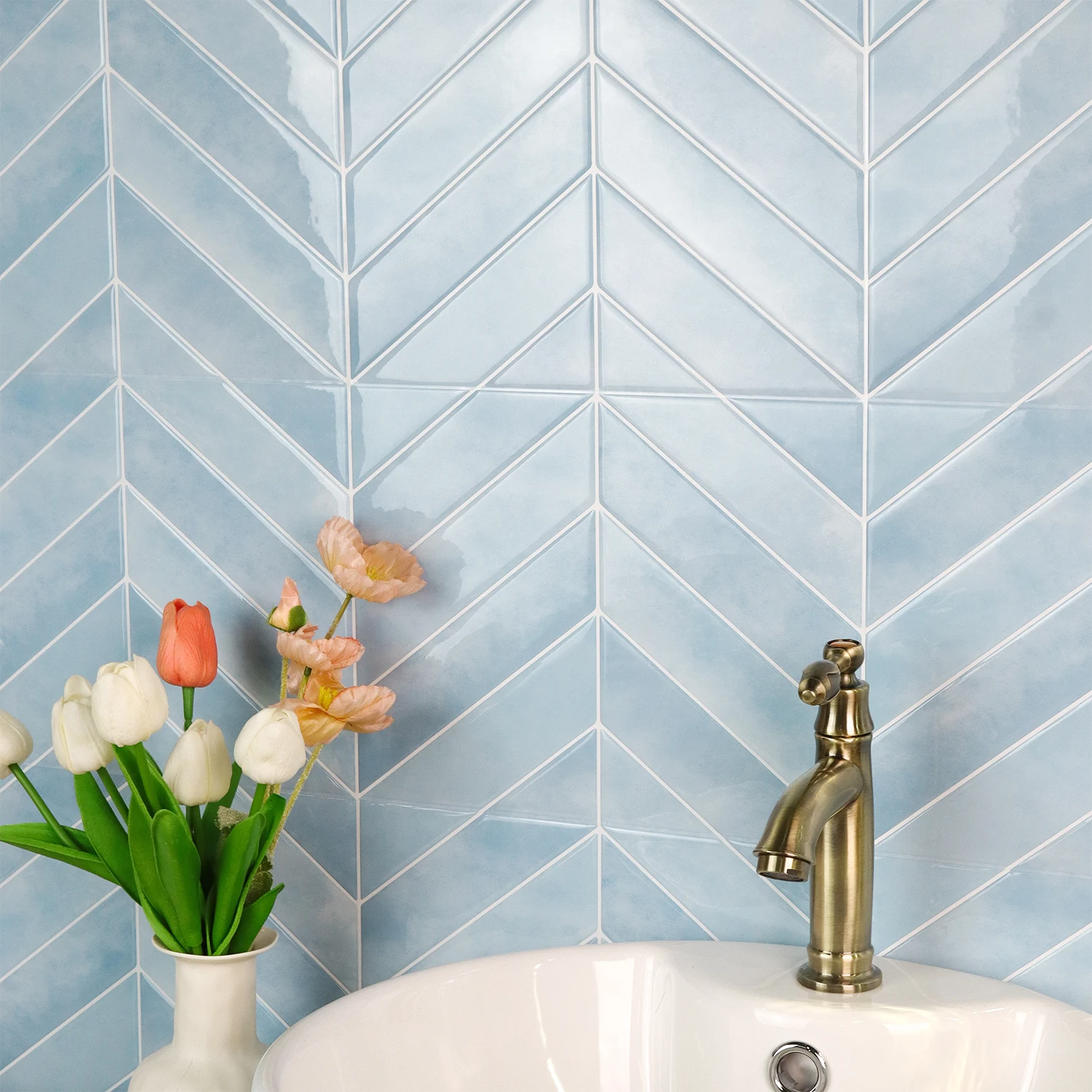 10pcs Self-adhesive Wall Sticker Waterproof Ceramic Tiles 3D Wall Panel Tiles Strong Adhesive Vinyl Wallpaper for Home Decor
