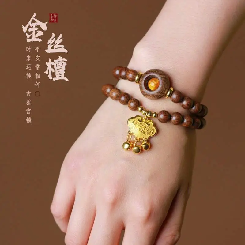 

Новый китайский золотой сандал DIY длинный свитер ожерелье ручной молитвенный бисер унисекс винтажный культурный фестиваль игры подарок