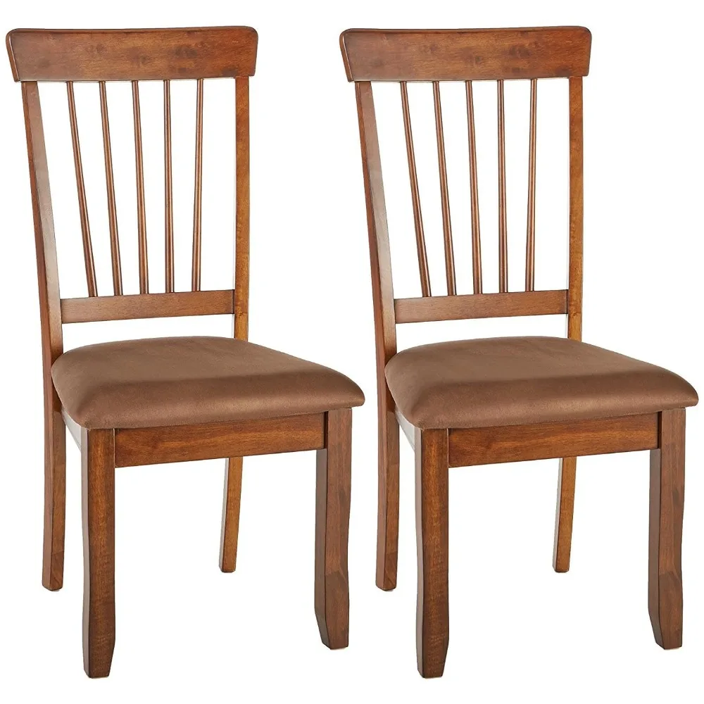 Wooden country style dining chairs with cushions (2-piece set), 22.75 inches deep x 19 inches wide x 38.25 inches high