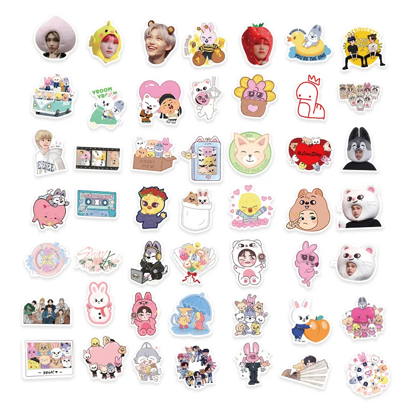 52/104 szt. naklejek z kreskówkowymi zwierzętami SKZOO, naklejki z gwiazdami, gadżety Stray Kids, kreatywne naklejki DIY do dekoracji notatników i dzienników.