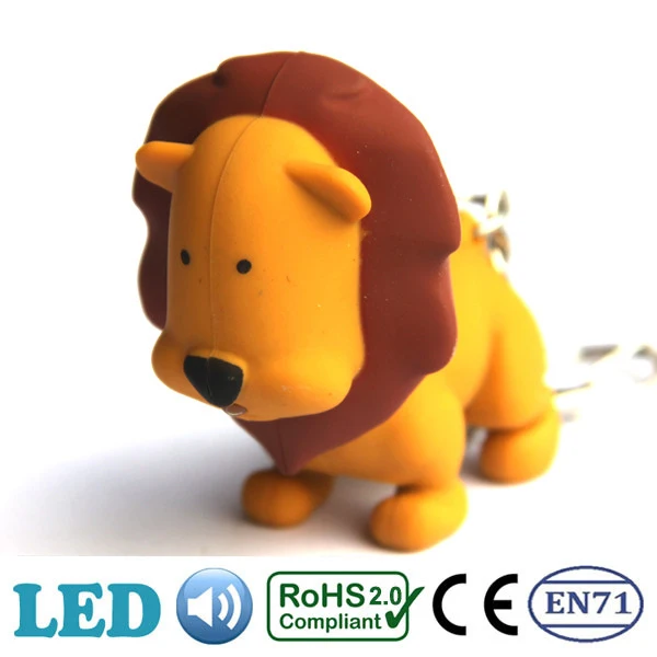 Animale Leone Luci a LED Portachiavi Incandescente Vocale Mini Torcia Portachiavi Ciondolo Borsa Giocattoli per bambini Regalo Donna Uomo Gioielli per feste