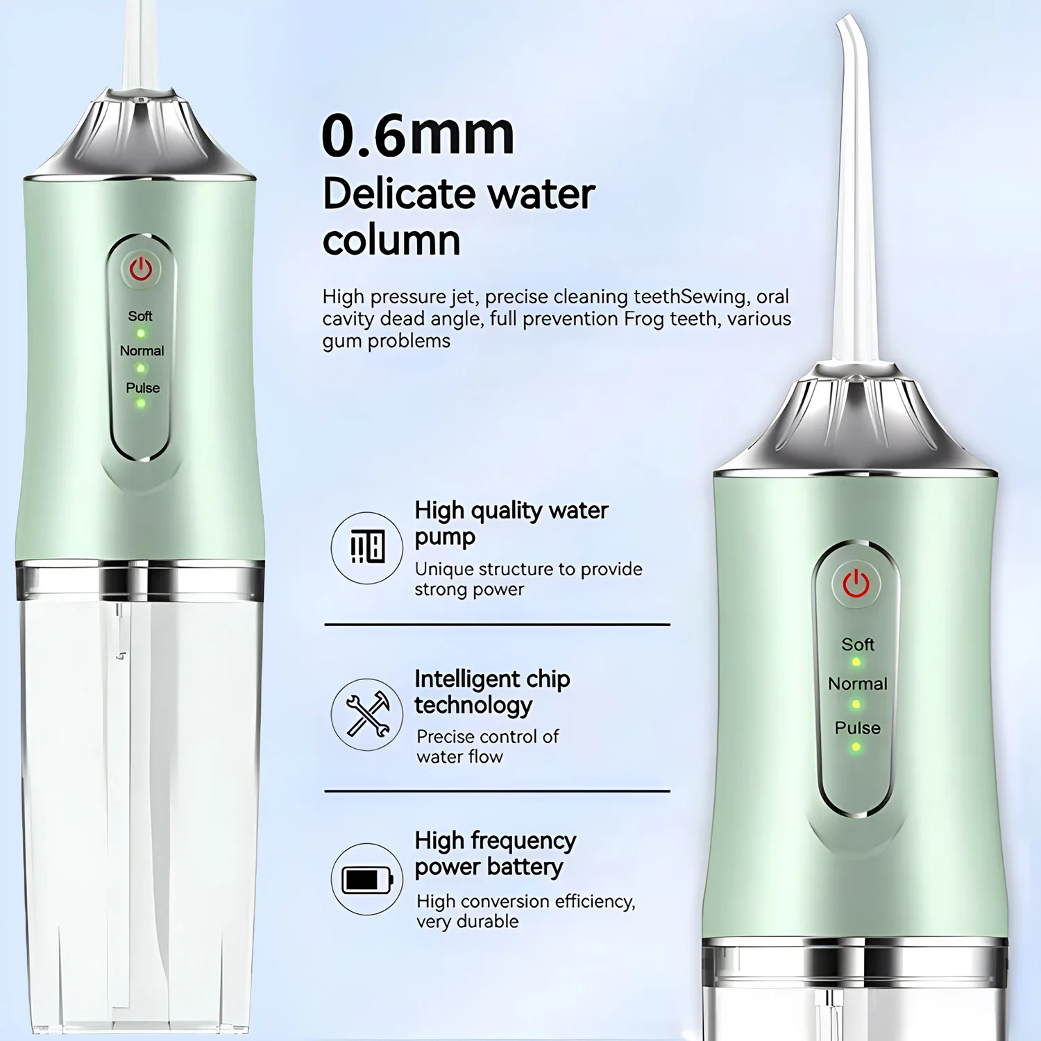 Portable Smart Electric Oral Irrigator Water Flosser 1 Jets 3 Modes Rechargeable Dental Water Jet Irrigator Dental Teeth Cleaner