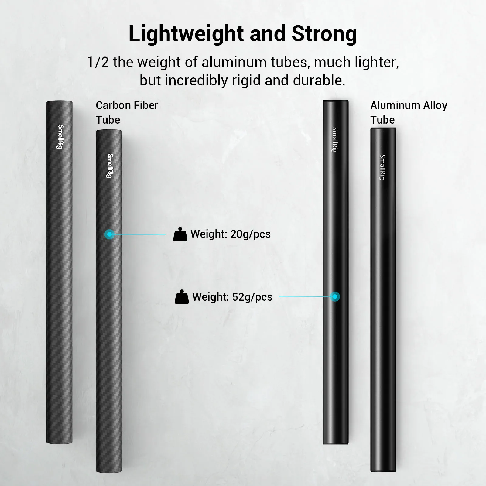 Smallrig 15mm haste de fibra de carbono-20cm 8 polegada (2 pces) 15mm haste para dslr câmera vídeo tiro acessório kit-870