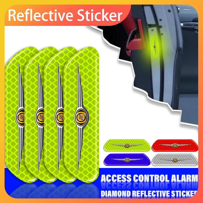 

4pcs Car Door Reflective Strips security Warning Stickers For Chrysler 300c Voyager Town Country Grand Voyager PT Cruiser