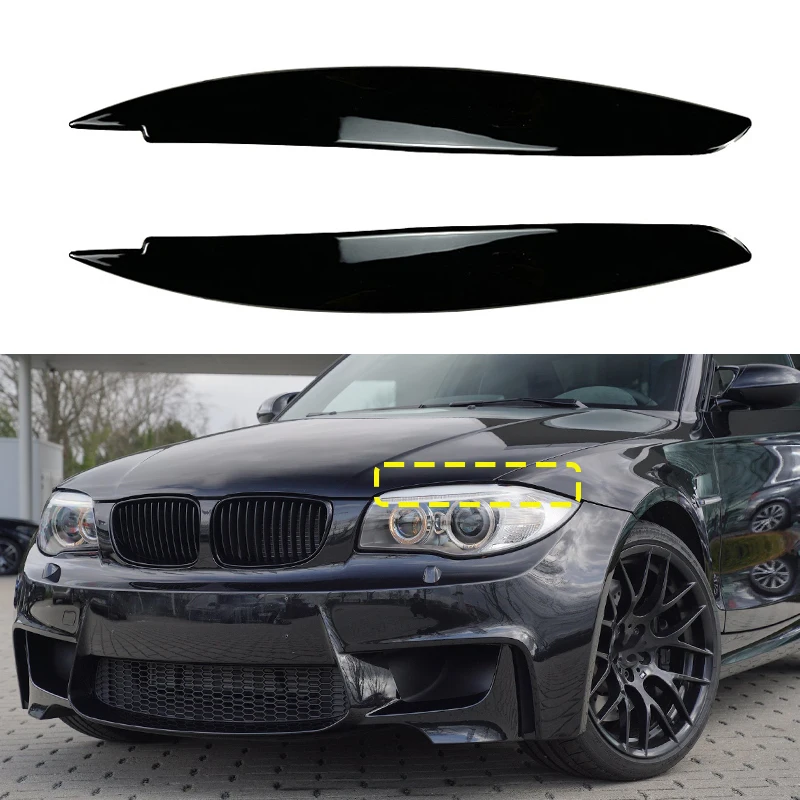 

Car Headlight Lamp Eyebrows Cover Trim For BMW 1 Series E81 E82 E87 E88 2008-2013 Auto Eyelids Lids ABS Carbon Fiber Gloss Black