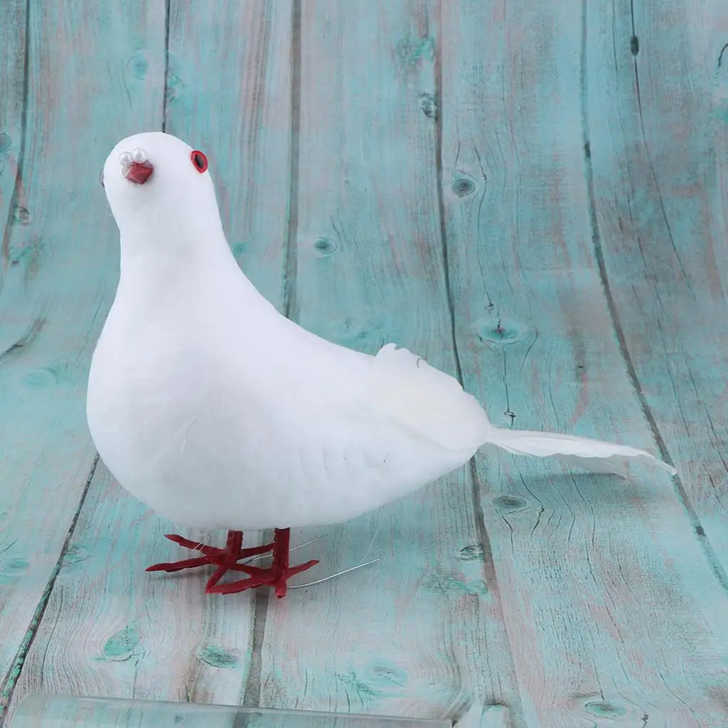 1Pcs Fake Lifelike Artificial White Flying Dove Birds Wedding Decoration