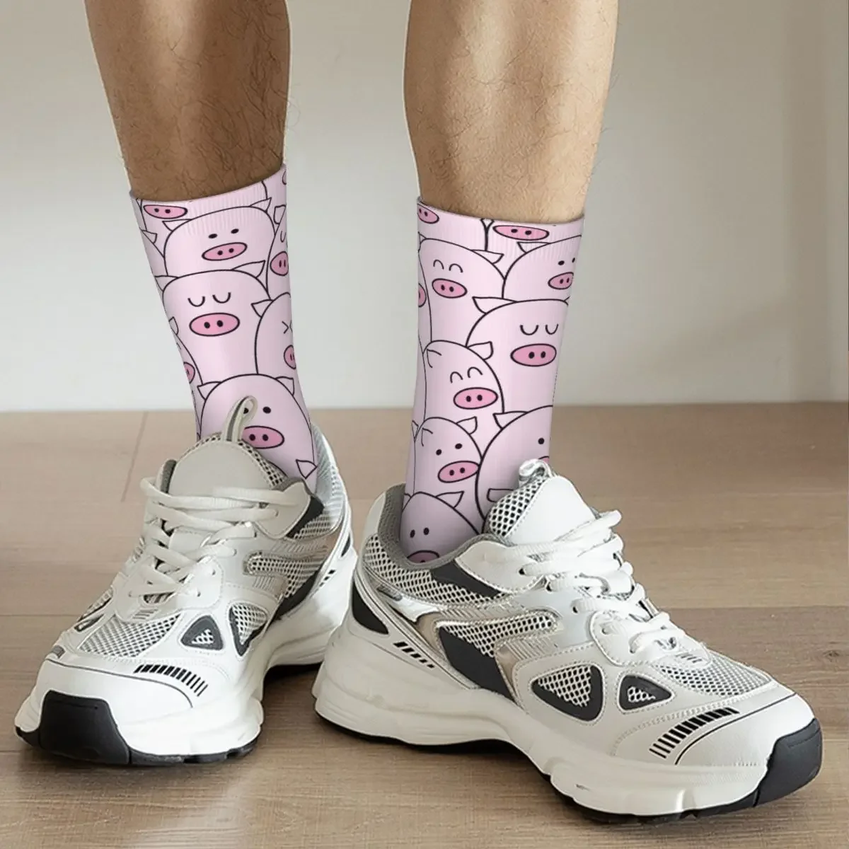 Calzini da uomo di moda Crazy Pink Cartoon Cute Pig Animal Sock Sport donna calzino primavera estate autunno inverno